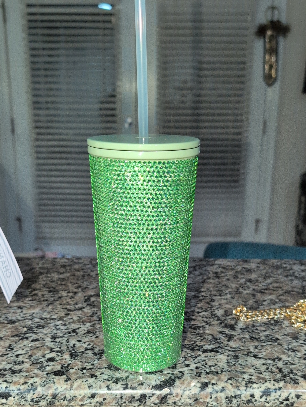 Hydrapeak Emerald Green Rhinestone Traveler Tumbler  25 Oz